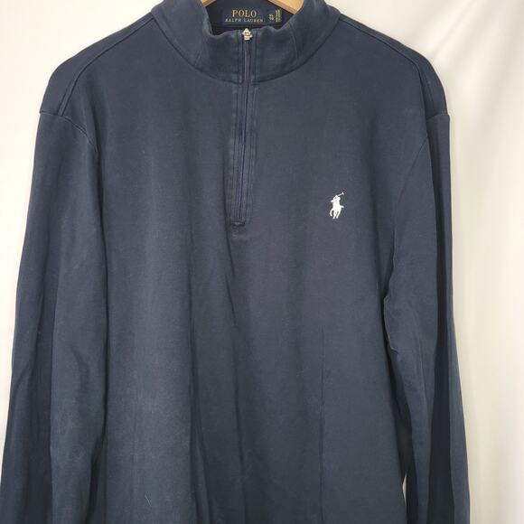 Polo Ralph Lauren- Men's Navy blue long sleeve 1/4 zip pull over- size XL - Picture 2 of 7